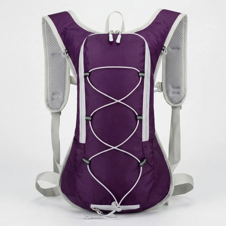 Versatile 12L outdoor hydration backpack, compact and water repellent, great for any adventure sport.