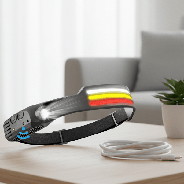 Unisex 1500 Lumen LED headlamp for outdoor sports, running, and hiking gear.