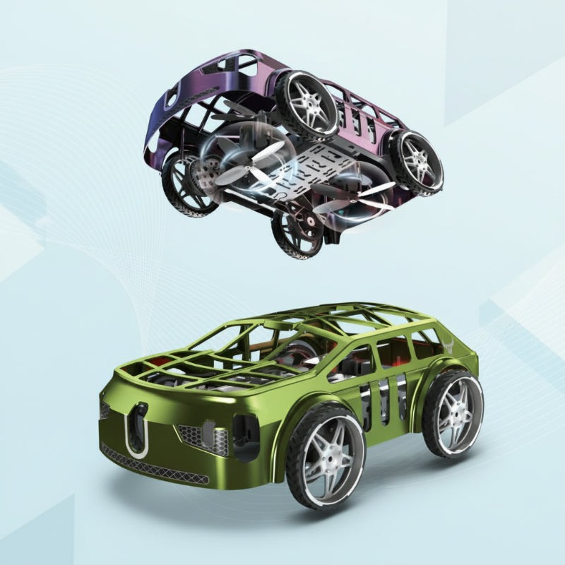 Dynamic RC flying car drone, an engaging kids' toy with brilliant LED lights for play.