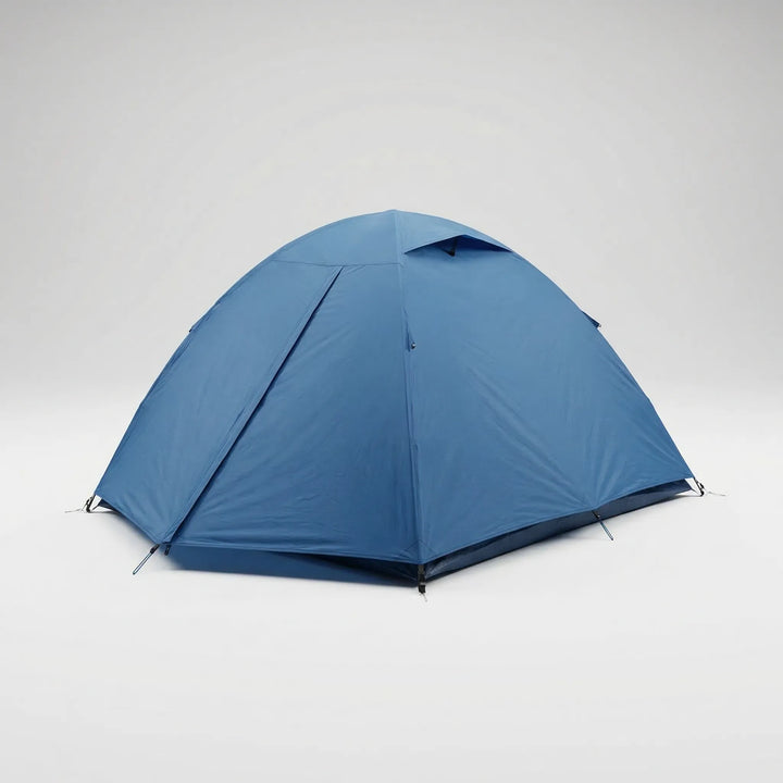 Lightweight 2-person backpacking tent in its compact carrying bag, ideal for hiking and easy transport.