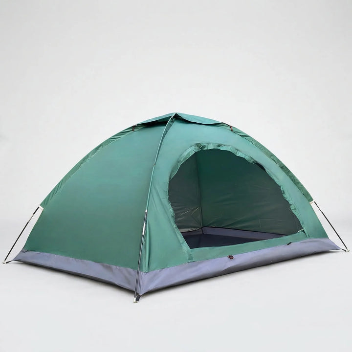 Spacious interior of a 2-person quick-setup camping tent, showing ample room for sleepers and gear.