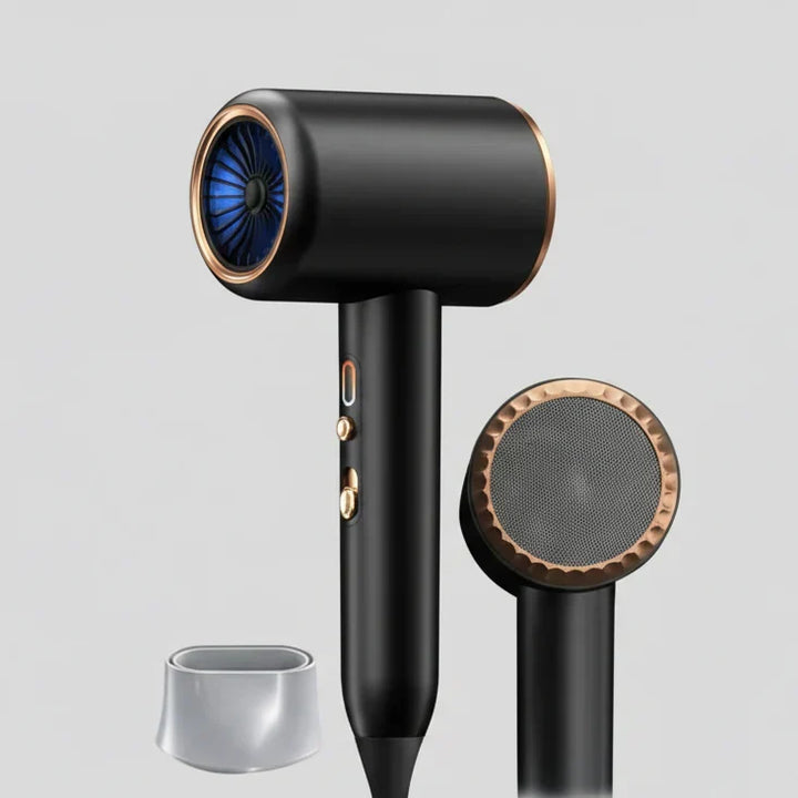 Modern white 2400W ionic hair dryer. Professional styling tool for smooth, frizz-free & shiny hair.