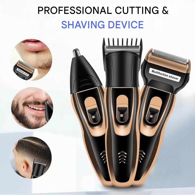 Versatile electric grooming kit: shaver, beard, and nose trimmer. Ideal for unisex face & body personal care.