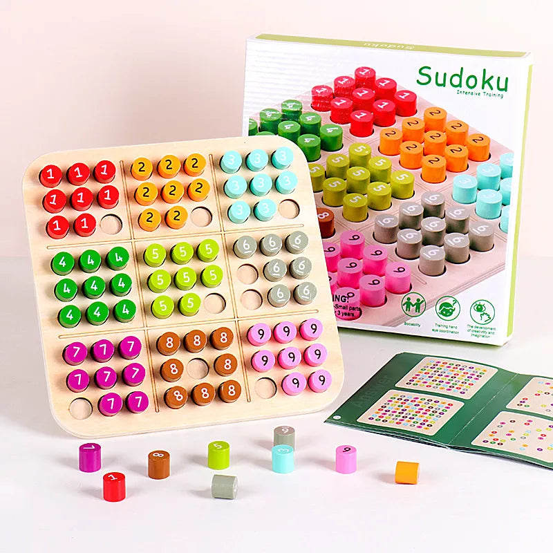 Unisex 3D Sudoku board game for cognitive development, showing game setup with colorful pieces.