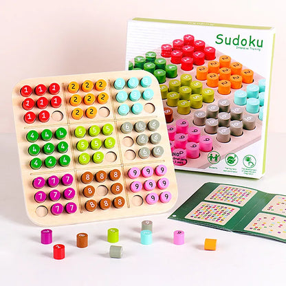 Unisex 3D Sudoku board game for cognitive development, showing game setup with colorful pieces.