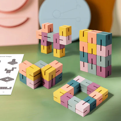 Unisex 3D wooden building blocks puzzle for kids & adults, educational toy to boost motor skills