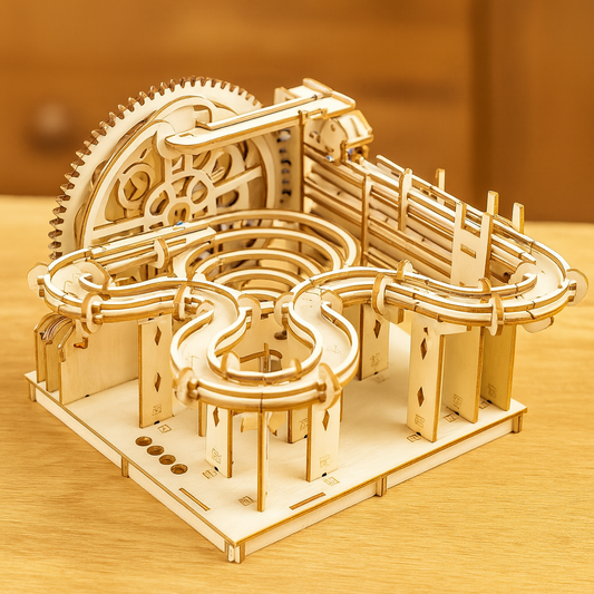 Unisex 3D wooden marble run kit, intricate STEM learning puzzle for kids & adults, educational craft kit