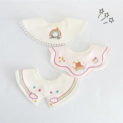 Korean cotton baby bib set, flower collar style, perfect for boys and girls, waterproof.