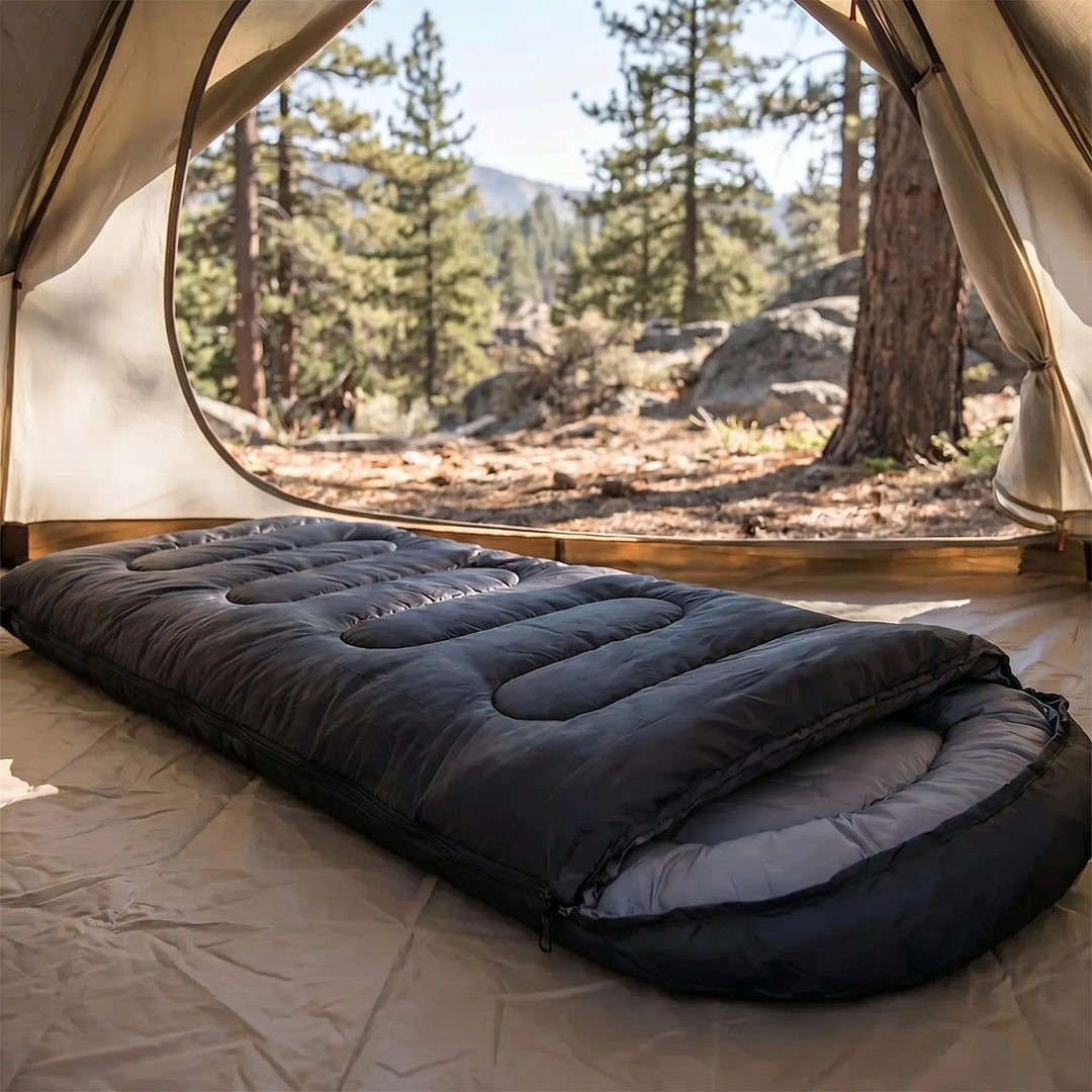 Unisex 4-season mummy sleeping bag for camping & hiking. Ideal outdoor gear for all adventures.