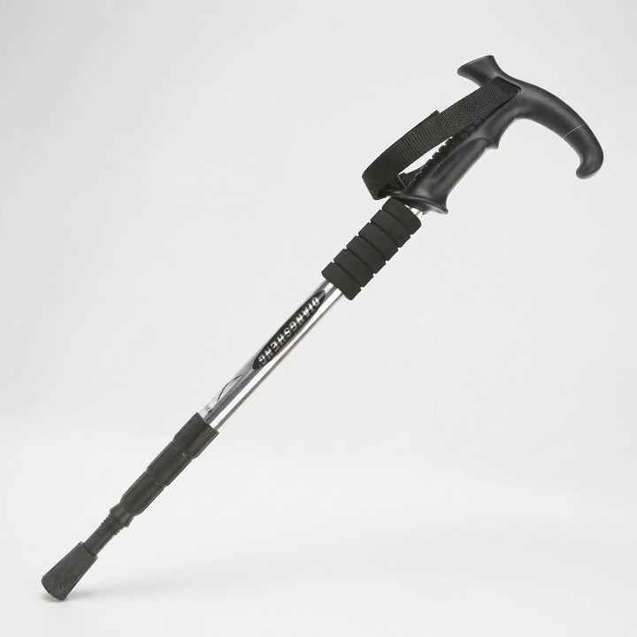 Telescopic folding trekking pole with 4 sections, providing essential trail support for any outdoor journey.