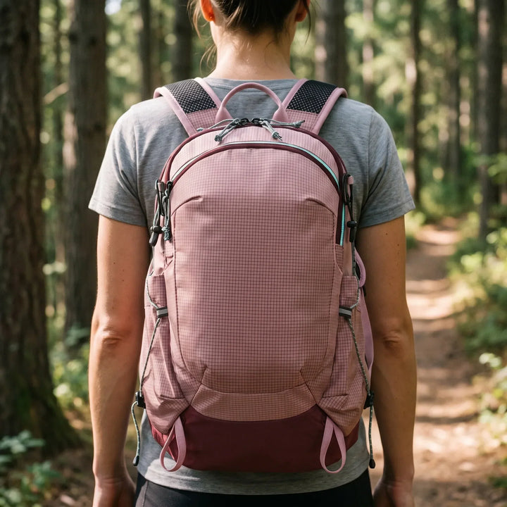Unisex 5.3 Gallon hiking backpack for outdoor adventures. Spacious nylon daypack for trails & camping.