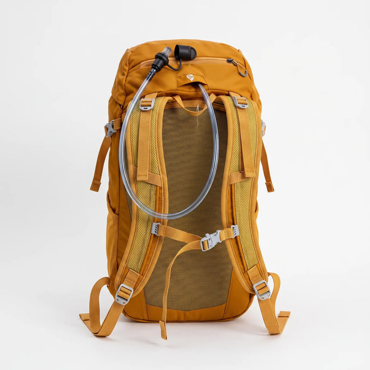 Side view of a durable 6.6 gallon hiking daypack with mesh pockets, perfect for outdoor camping & travel.