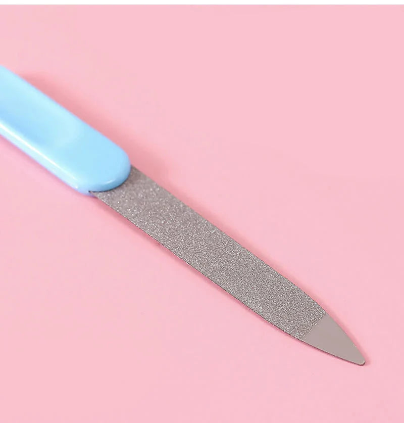 Baby personal care items: comb, brush, nail clipper, thermometer, organized in a travel bag