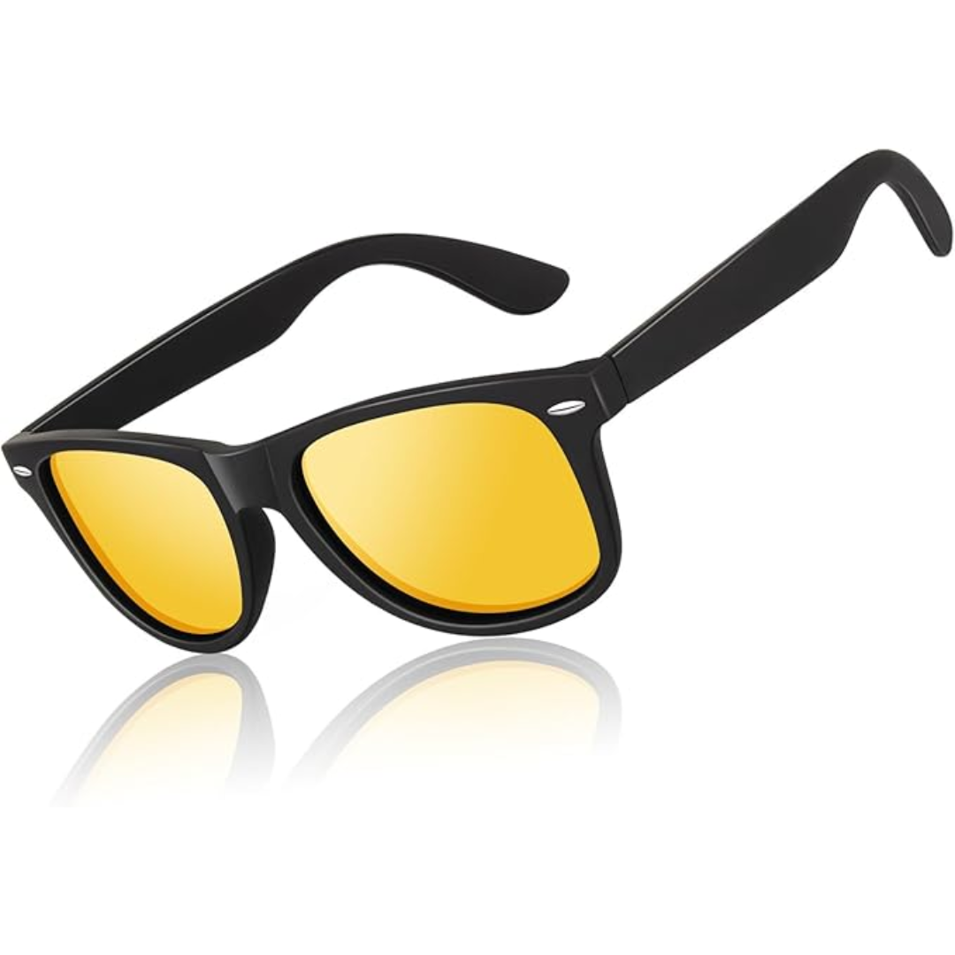 Unisex retro 80s wayfarer polarized sunglasses. Stylish eyewear with UV400 glare reduction.