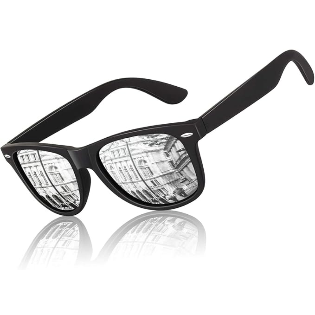 Stylish unisex 80s retro polarized wayfarer sunglasses. Eyewear with UV400 protection & glare reduction.