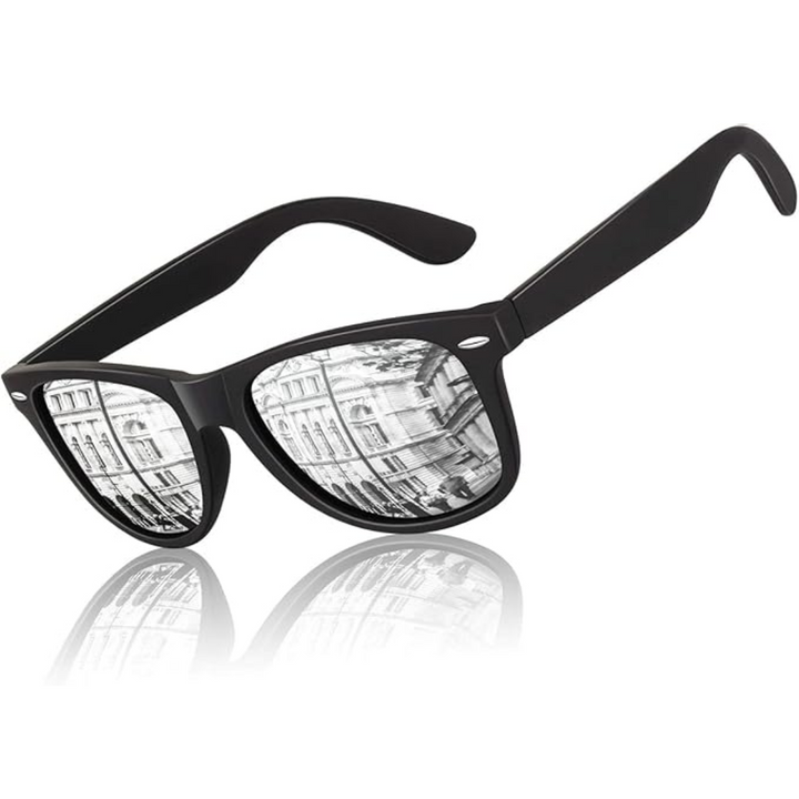 Stylish unisex 80s retro polarized wayfarer sunglasses. Eyewear with UV400 protection & glare reduction.