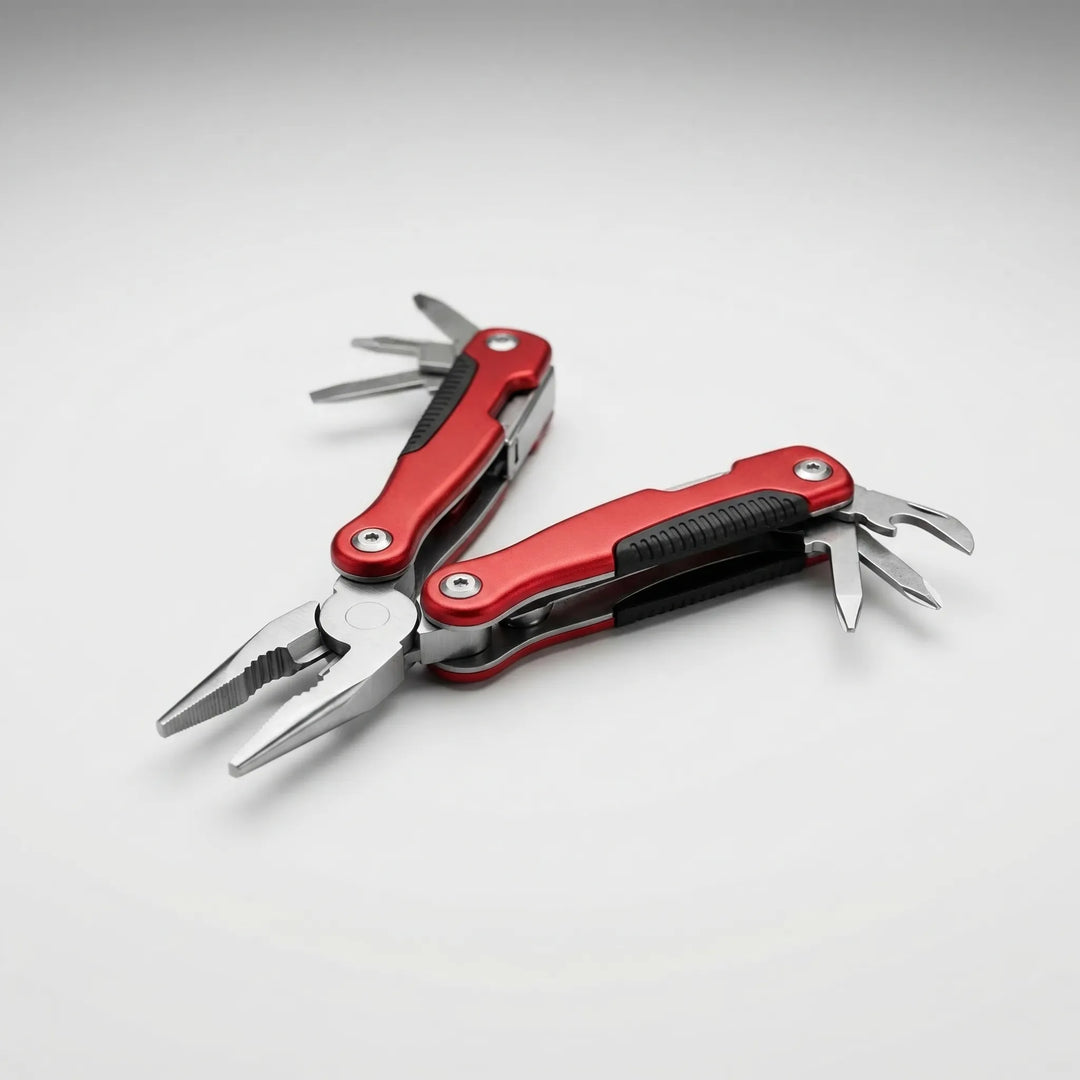 Compact 9-in-1 folding multi-tool, perfect for everyday carry (EDC) and outdoor adventures. Utility tool.