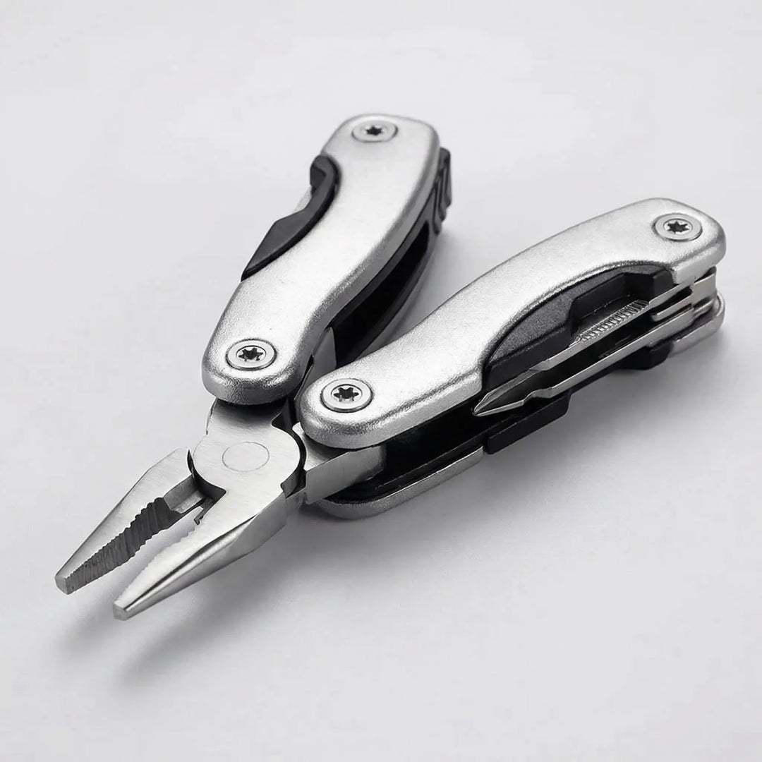 Versatile 9-in-1 folding multi-tool. Your go-to portable utility for outdoor adventures & survival.