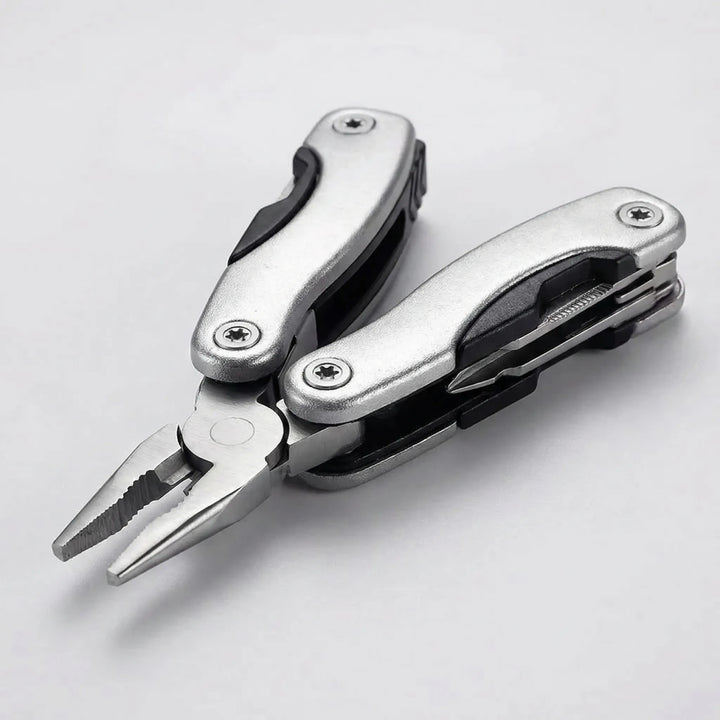 Versatile 9-in-1 folding multi-tool. Your go-to portable utility for outdoor adventures & survival.