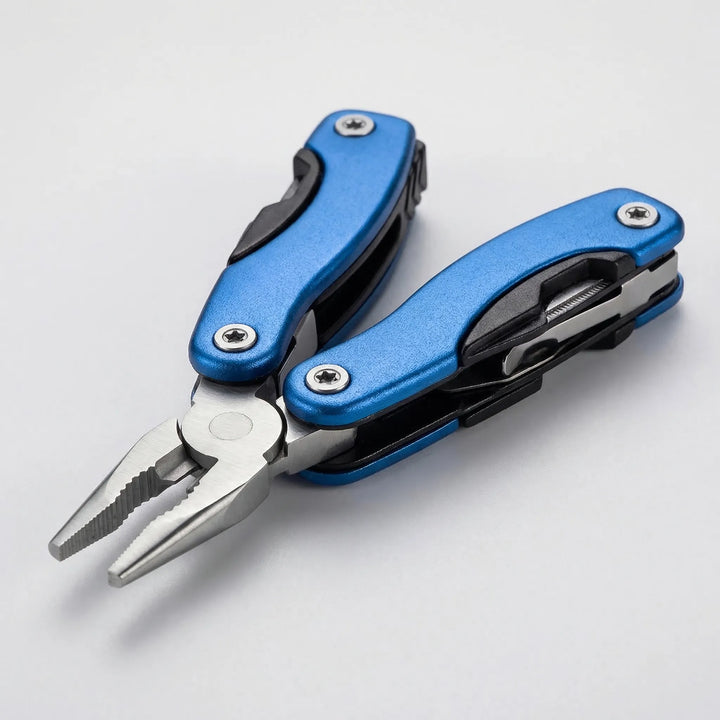 Robust 9-in-1 folding multi-tool for hiking, camping, and everyday carry. Essential outdoor survival gear.