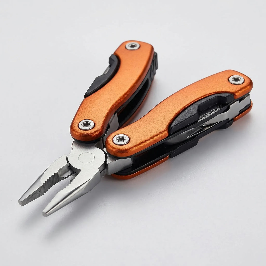 Unisex 9-in-1 folding multi-tool for all outdoor adventures. Portable utility tool for camping & hiking.