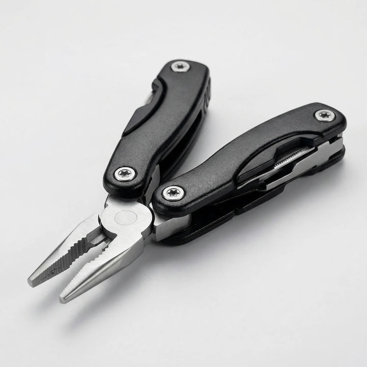 Sleek, compact 9-in-1 folding multi-tool. Ideal portable gear for outdoor adventures and daily utility.