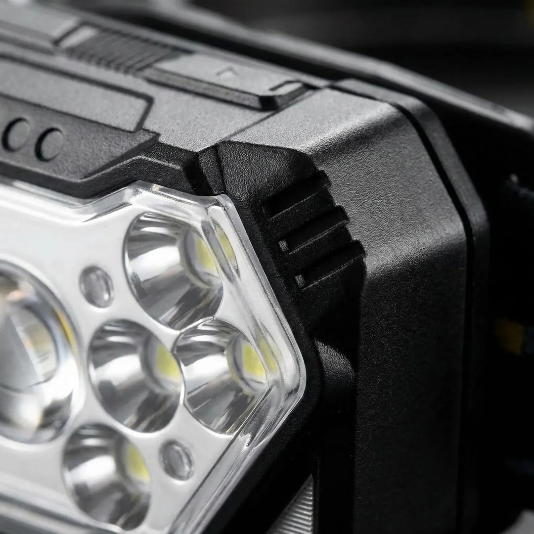 Motion sensor 9-LED rechargeable headlamps (2-pack) for camping, hiking, & emergency. Unisex & hands-free work light.