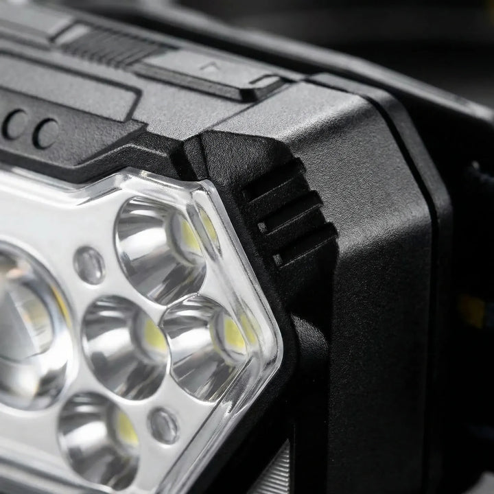 Motion sensor 9-LED rechargeable headlamps (2-pack) for camping, hiking, & emergency. Unisex & hands-free work light.