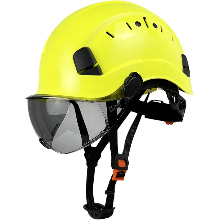 Unisex ABS protective helmet, featuring an integrated visor and goggles for comprehensive safety.