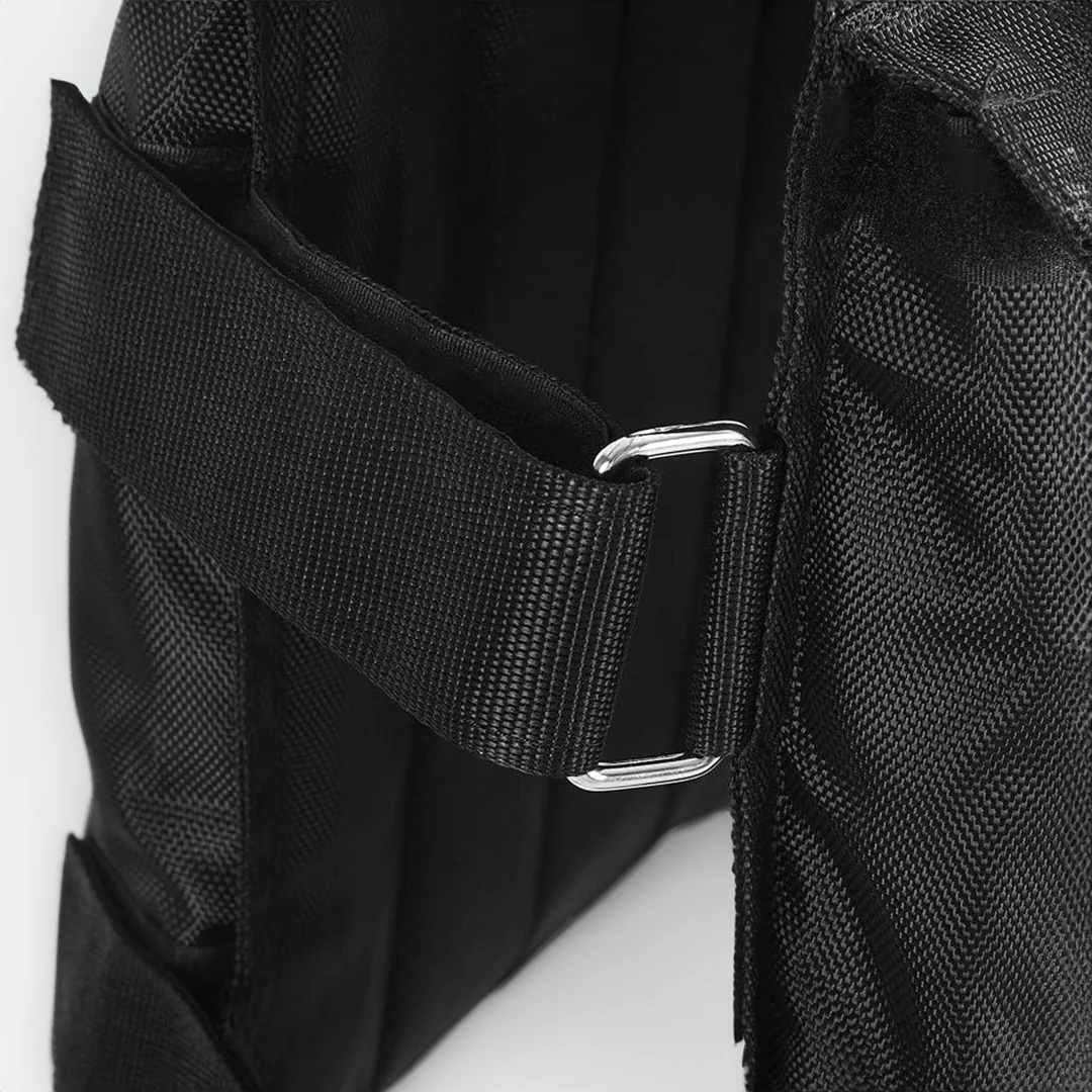 Ergonomic black 110 lb weighted vest with adjustable straps, perfect for intense strength and endurance workouts.