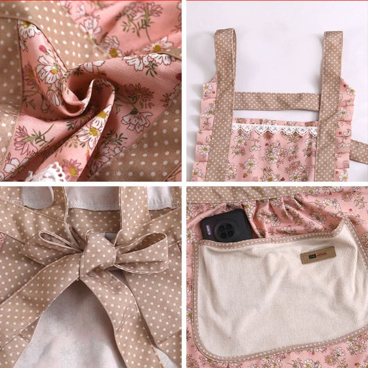 Stylish floral chef apron, adjustable for men & women, essential kitchenwear for spill protection & comfort.