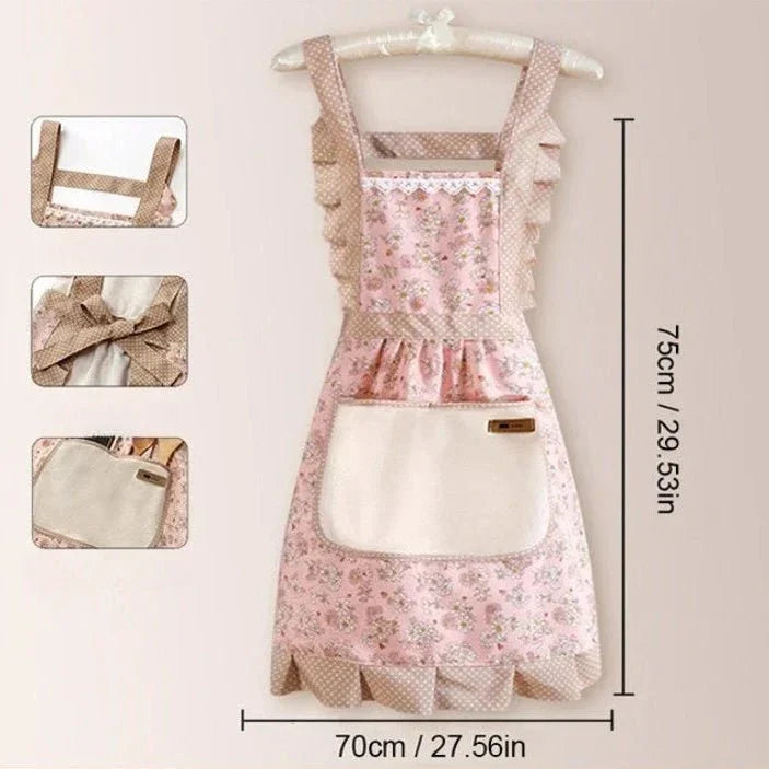 Durable unisex floral apron, adjustable for cooking and baking, providing fashionable spill protection.
