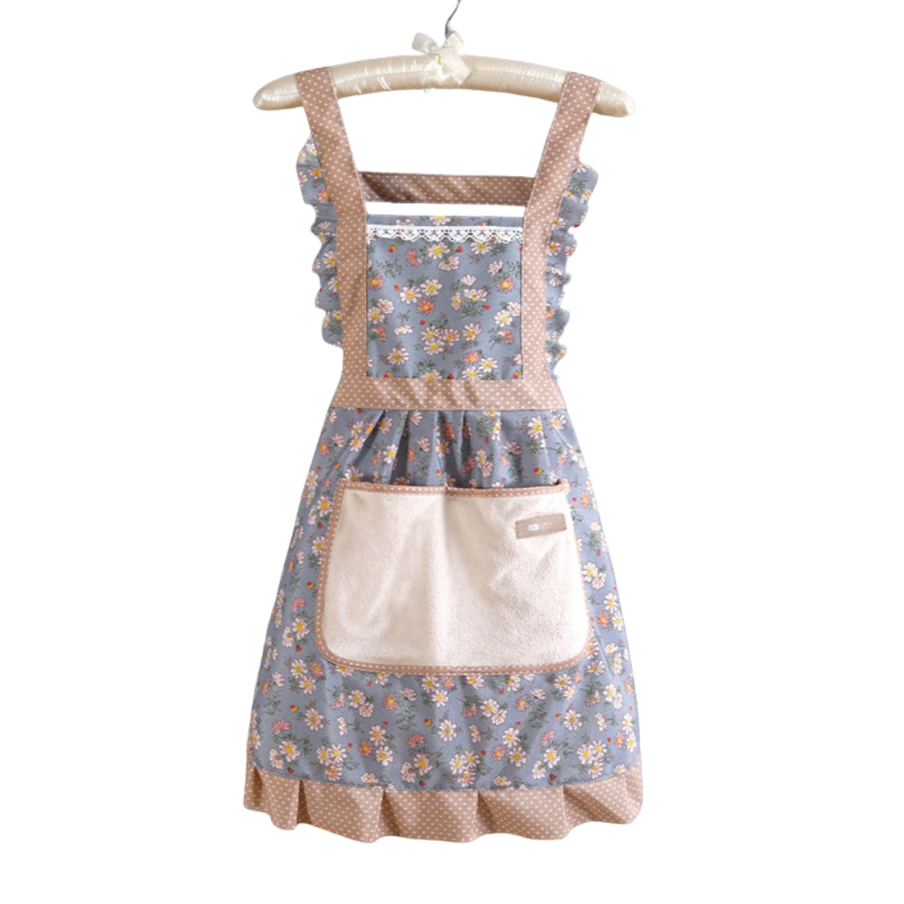 Adjustable floral chef apron, ideal for baking and cooking, providing stylish and practical spill protection.