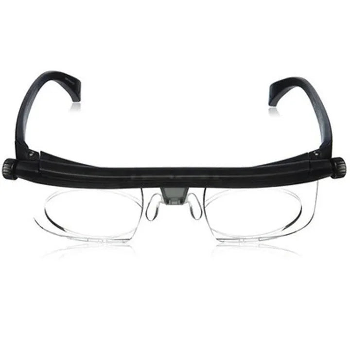 Unisex adjustable focus reading glasses for near & far vision correction, lightweight TR90 frame.
