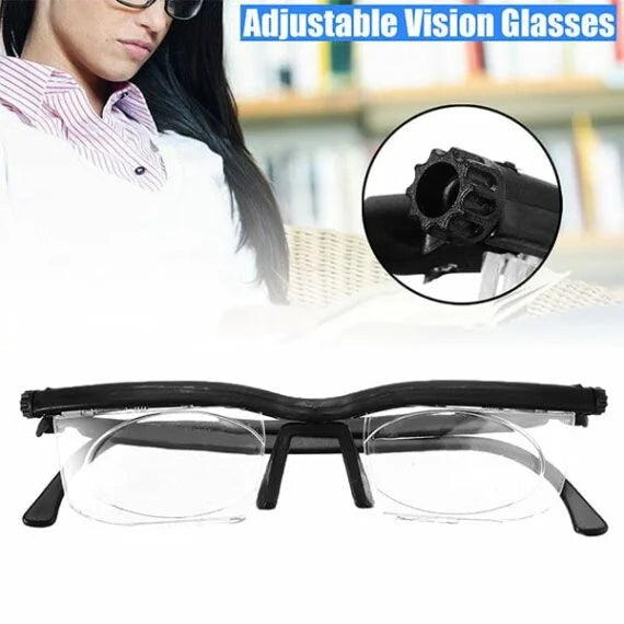 TR90 frame adjustable focus reading glasses with polycarbonate lenses for near & far vision correction.