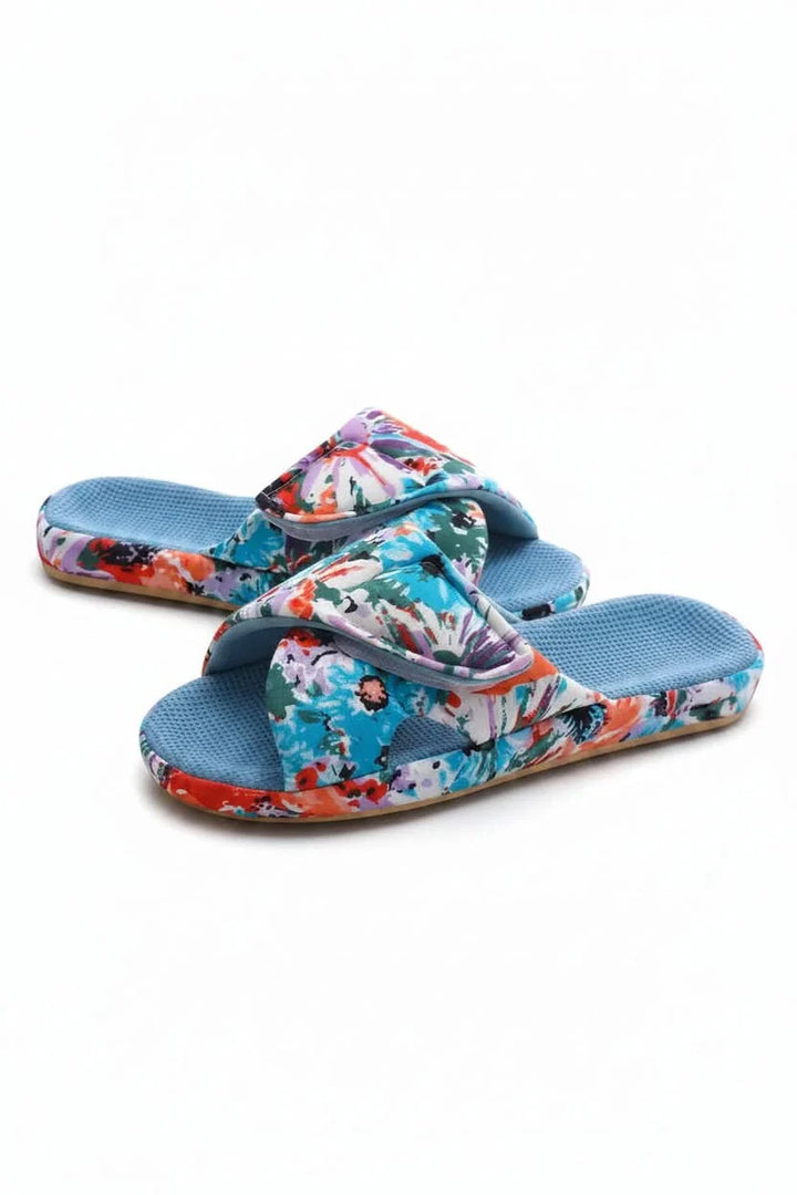 Soft, open toe comfort slippers for loungewear, unisex adjustable design for ultimate home relaxation.