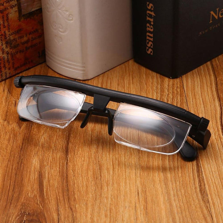 Unisex adjustable prescription glasses with dual lenses for customized near & far vision correction. Flexible optical eyewear.