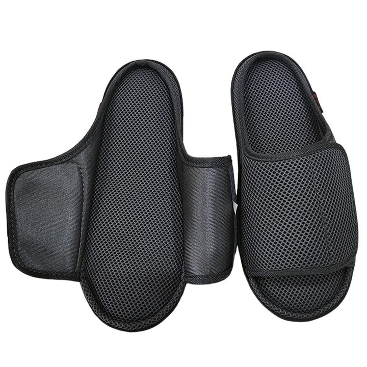 Openable, wide-fit unisex slippers with soft interior, ideal for swollen, diabetic, or post-surgery feet. Easy wear.
