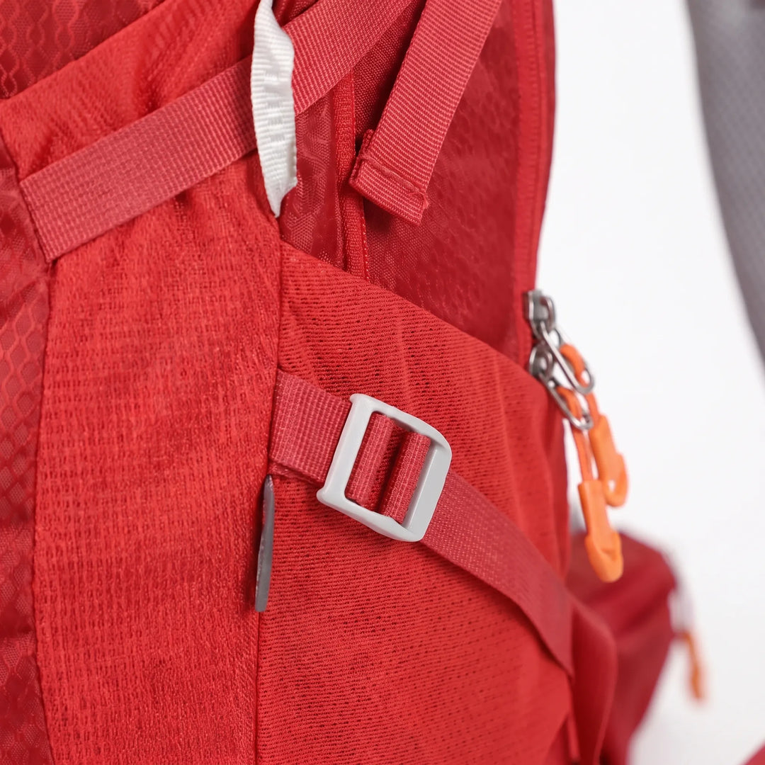 Side pockets on Unisex Adventure Hiking Backpack for water bottles & quick-access gear, ideal for trekking.