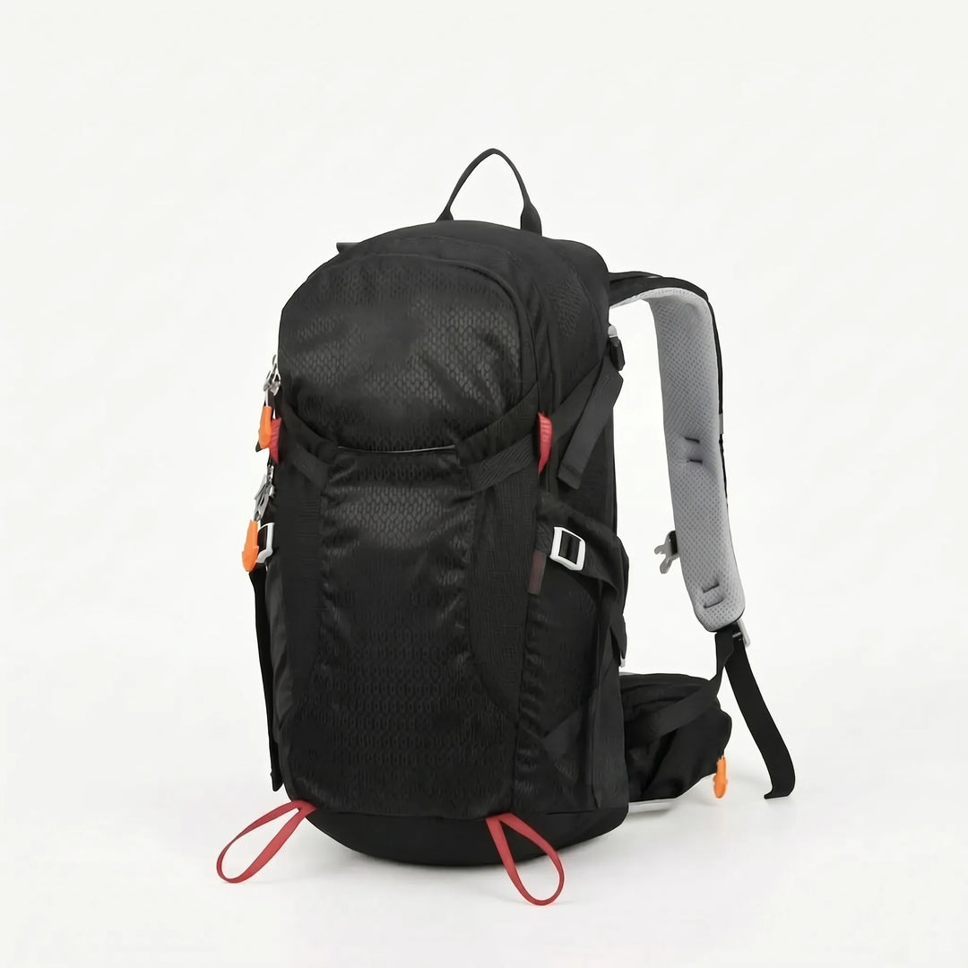 Unisex model wearing Adventure Hiking Backpack, ready for a comfortable trekking daypack trip or camping.