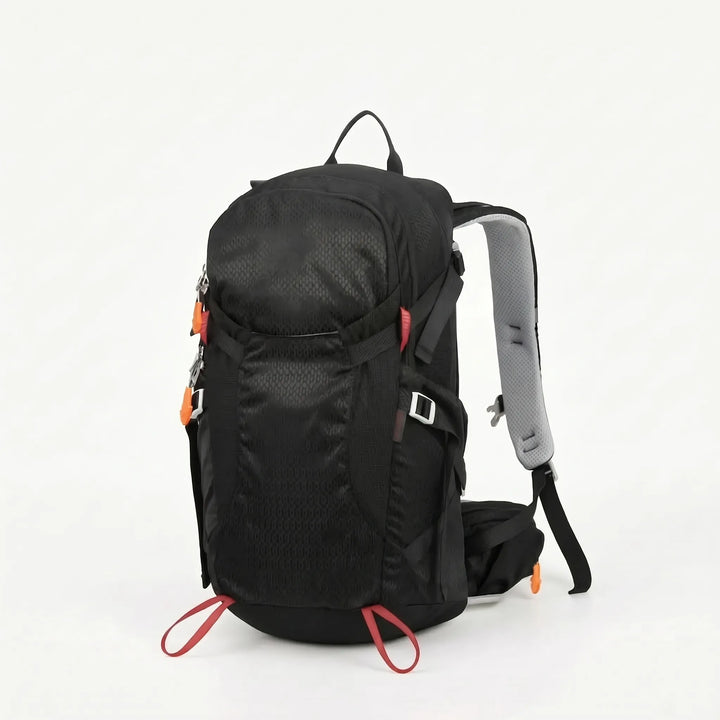 Unisex model wearing Adventure Hiking Backpack, ready for a comfortable trekking daypack trip or camping.