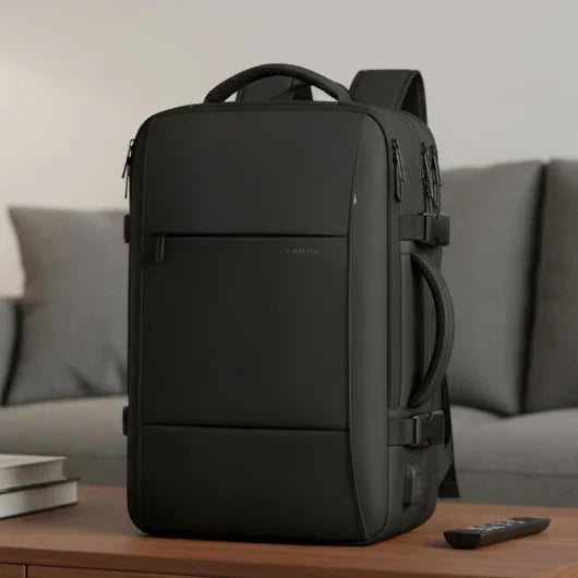 Unisex aesthetic business backpack with laptop compartment & large capacity for daily carry and travel.