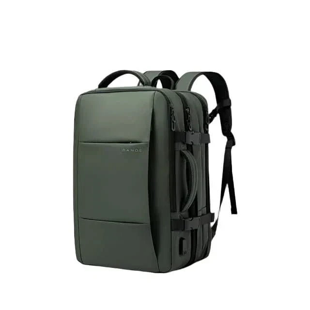 Modern unisex business travel backpack, ergonomic and stylish for daily commute and tech.