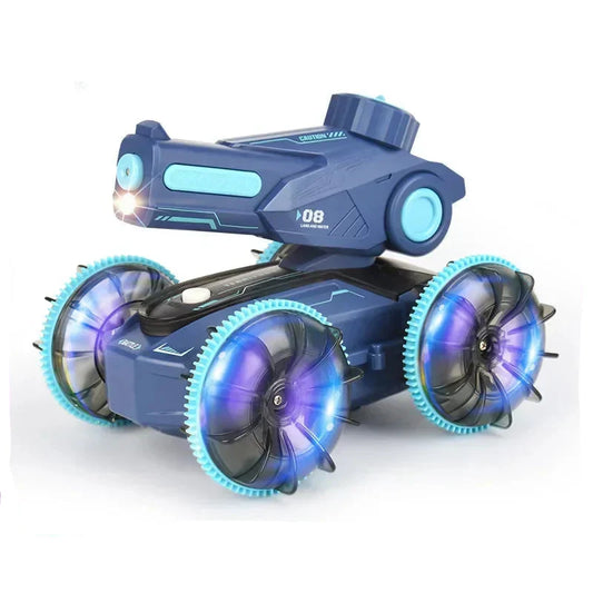 Unisex amphibious RC stunt car, waterproof, all-terrain remote control toy for kids