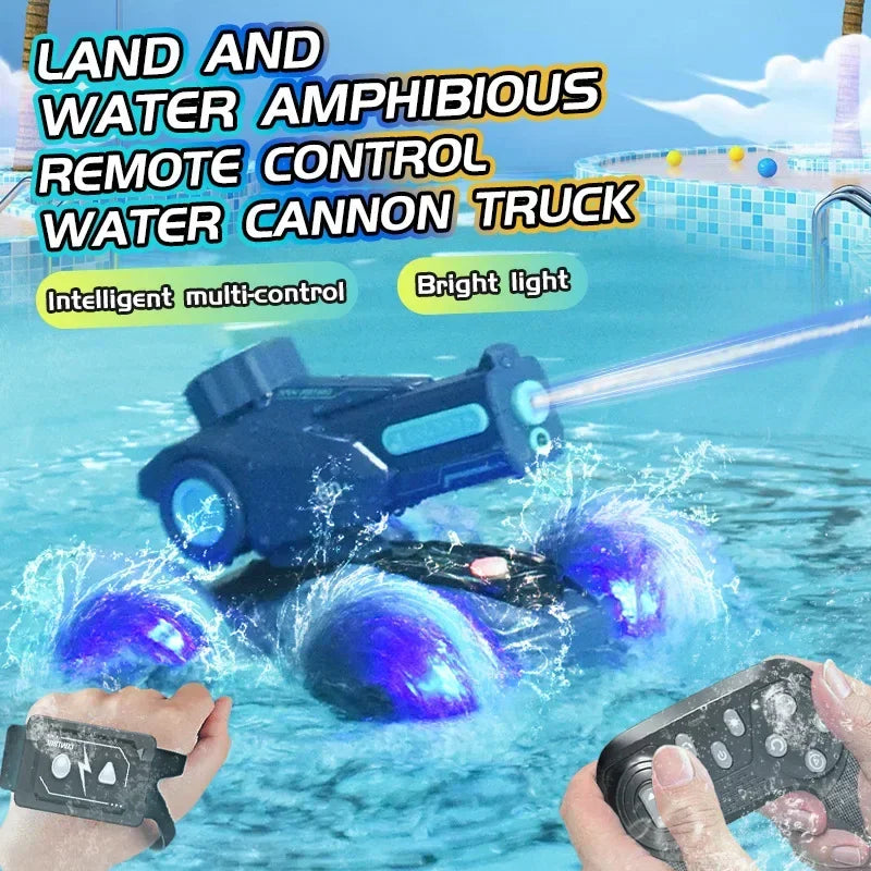Remote control amphibious vehicle, stunt car with 360-degree flips for kids' fun