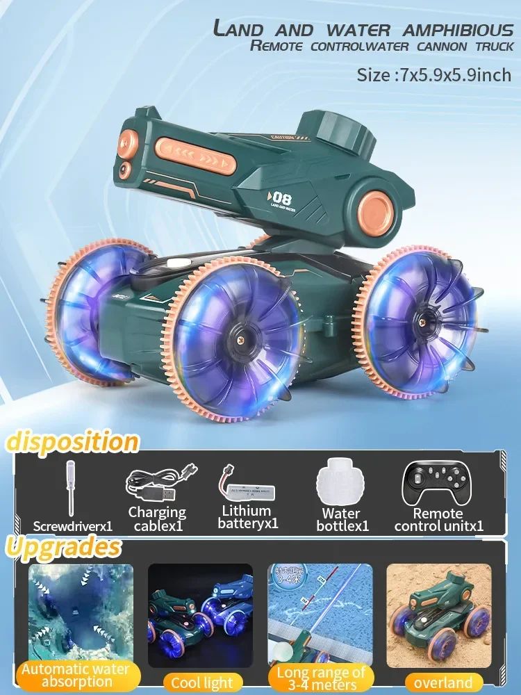 Kids' all-terrain RC stunt car, amphibious remote control toy, ideal for gift giving