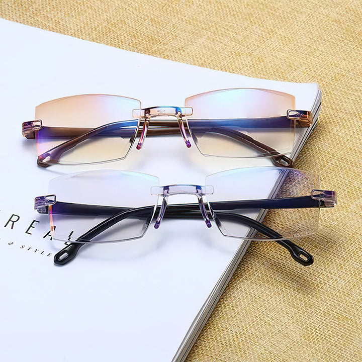 Unisex anti-blue light multifocal reading glasses for presbyopia, offering clear vision and eye protection.
