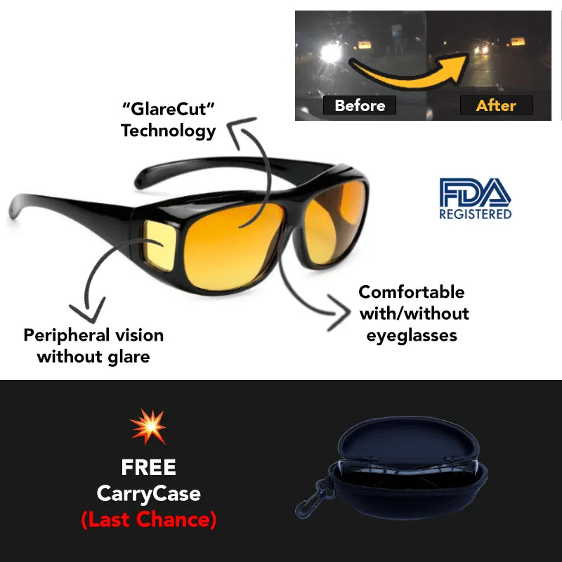 Driver accessory: unisex anti-glare glasses designed for night driving, boosting visibility & safety on roads.
