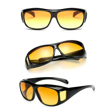 Pair of unisex anti-glare night driving glasses, effective glare reduction eyewear for enhanced driver safety.