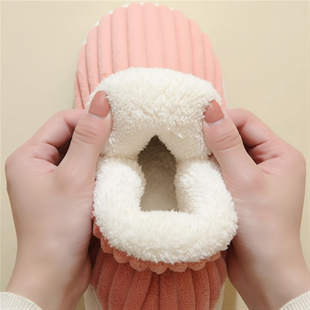 Pair of unisex anti-slip plush slippers, designed for maximum warmth and comfort